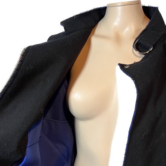 NWOT Diesel Moto Jacket in Black Wool with blue lining - Picture 13 of 16